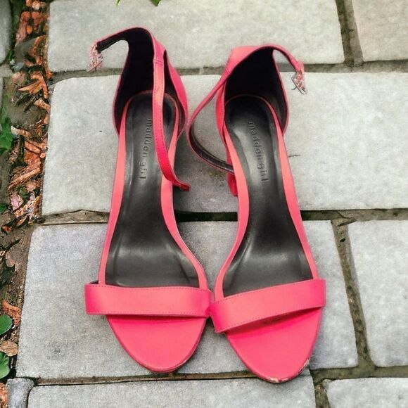 Madden Girl Women's Beella Bright Neon Pink Patent Leather Block Heel Sandal 9 - Picture 3 of 15